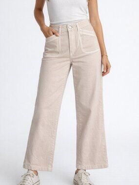 NWT PAIGE Anessa Wide Leg Jeans Vintage Rosa High Rise Cropped Ankle Sz 25